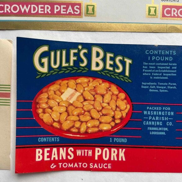 Gulf's Best Leading Lady Can Labels Lot of 4 Vintage Deer Island Packing Co - Picture 7 of 14